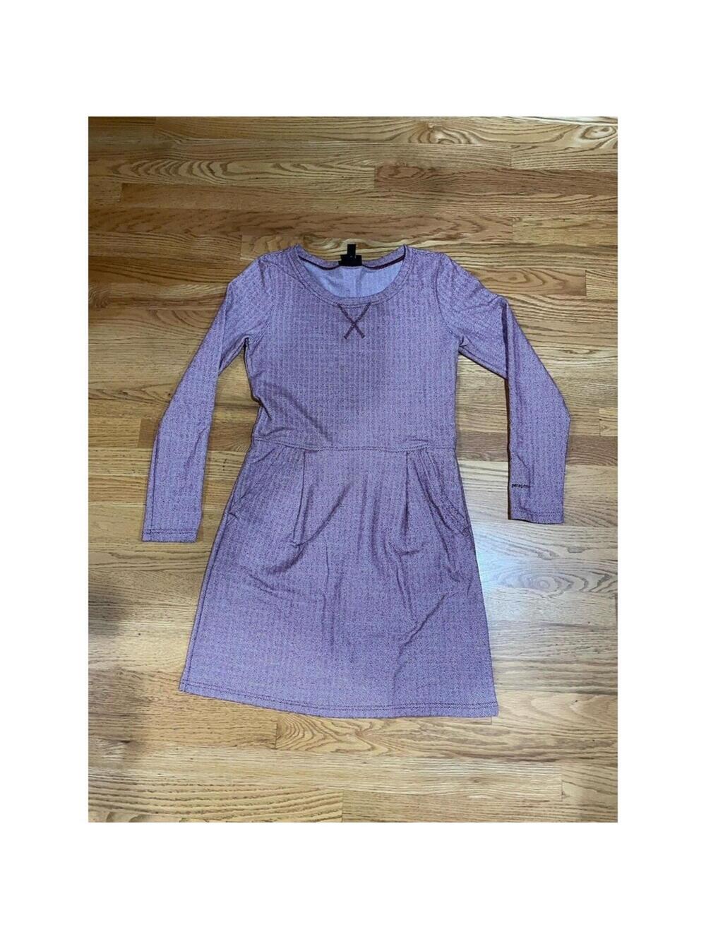 Patagonia Active Herringbone Dress Oxblood Red Long Sleeve Women’s Small